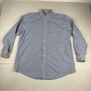 Brooks Brothers Madison Blue white Striped Dress Shirt 17.5-35 Non-Iron office